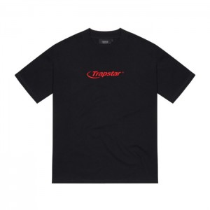 Trapstar Hyperdrive Embroidered Tee メンズ Tシャツ 黒 赤 | Japan UL70-216