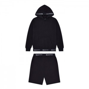 Trapstar Hyperdrive Rib Hoodie Shorts Set メンズ トラックスーツ 黒 | Japan EX89-205