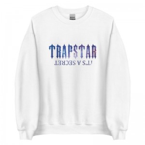 Trapstar It’s A Secret Funny Shining Galaxy メンズ スウェットシャツ 白 | Japan GH21-840