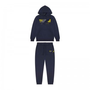 Trapstar Navy Chenille Decoded Hoodie メンズ トラックスーツ ネイビー 黄色 | Japan TE14-142