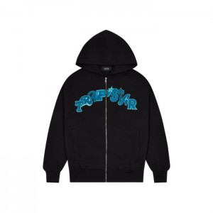 Trapstar Wildcard Chenille Hoodie メンズ トラックスーツ 黒 ターコイズ | Japan DF92-383