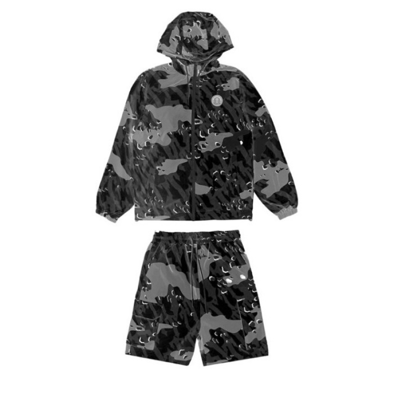 Trapstar Decoded Camo Windbreaker メンズ 上着 黒 迷彩 | Japan GJ61-590