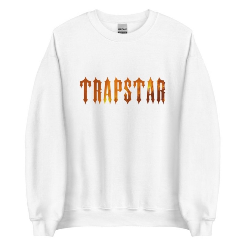 Trapstar Fire Logo メンズ スウェットシャツ 白 | Japan MV72-678