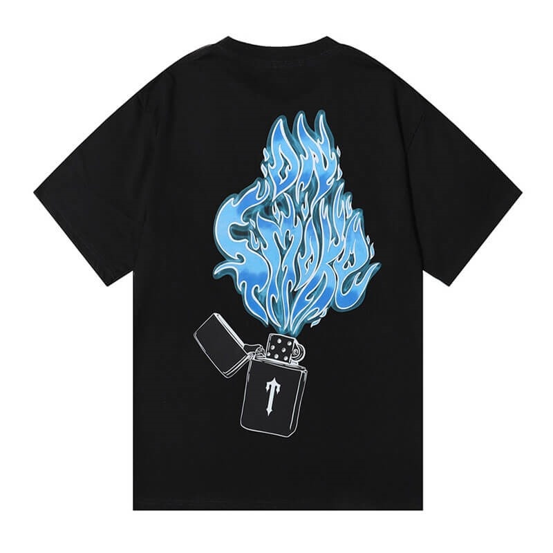 Trapstar Flame Printing メンズ Tシャツ 黒 | Japan WZ01-470