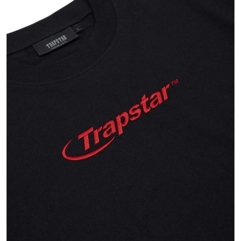 Trapstar Hyperdrive Embroidered Tee メンズ Tシャツ 黒 赤 | Japan UL70-216