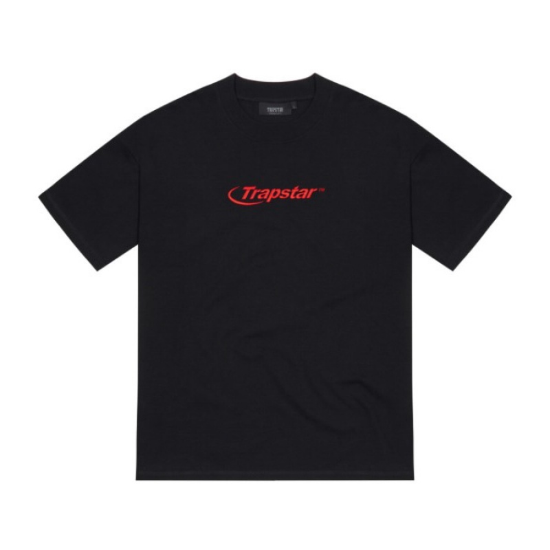 Trapstar Hyperdrive Embroidered Tee メンズ Tシャツ 黒 赤 | Japan UL70-216