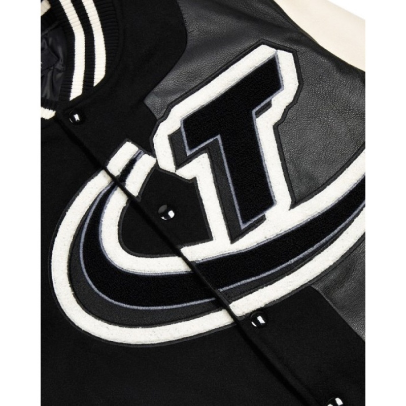 Trapstar Hyperdrive T Chenille Varsity Jacket メンズ 上着 黒 白 | Japan ZP69-634