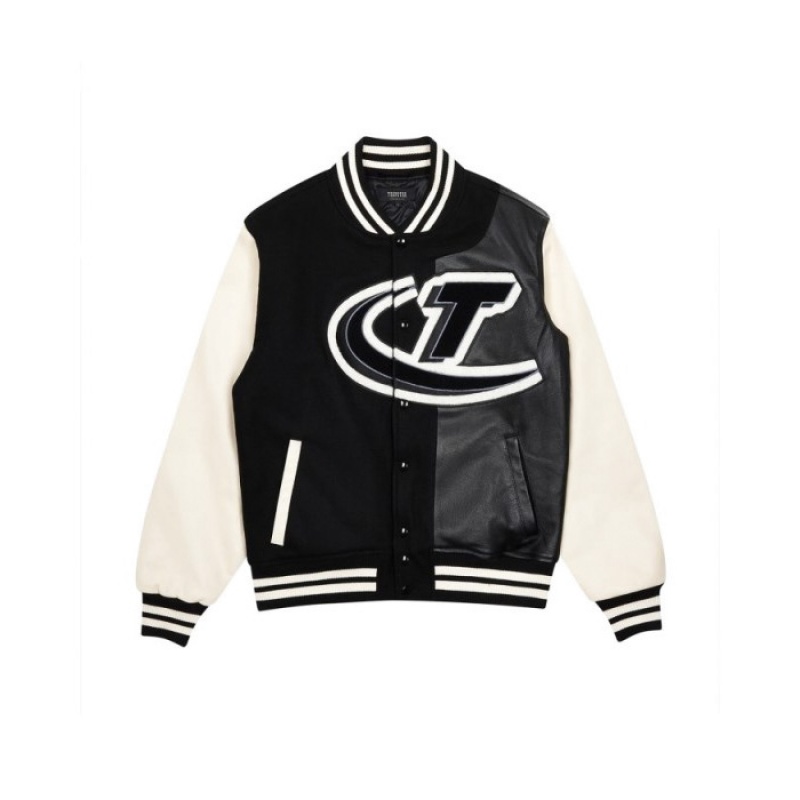 Trapstar Hyperdrive T Chenille Varsity Jacket メンズ 上着 黒 白 | Japan ZP69-634