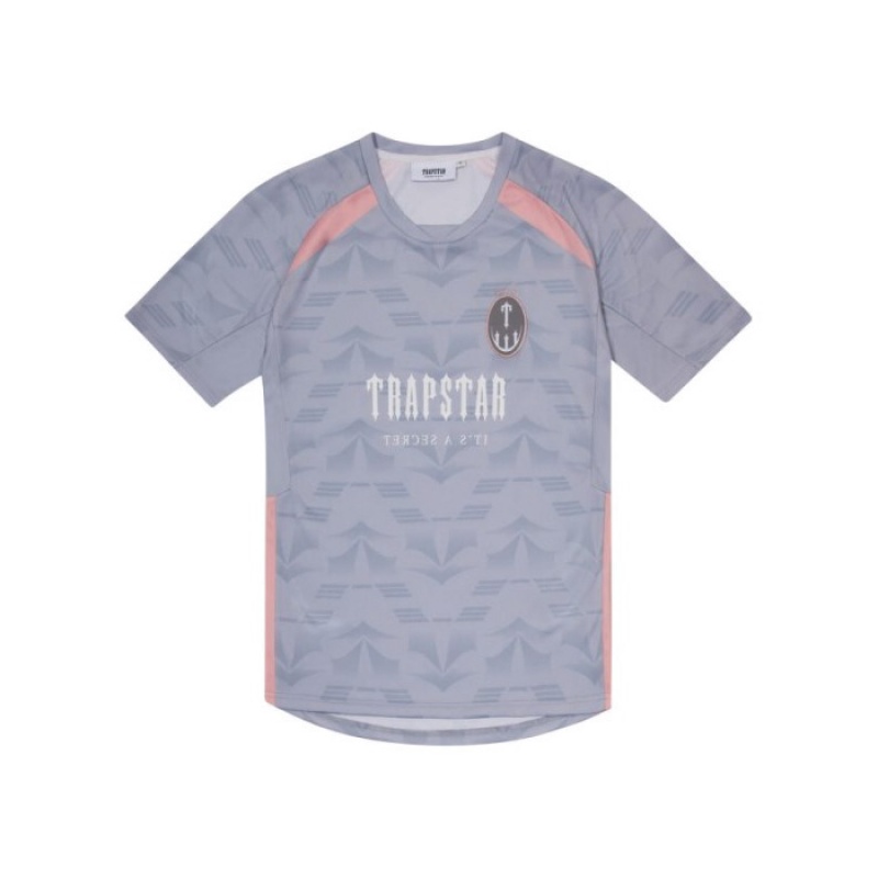 Trapstar Irongate Football Jersey メンズ Tシャツ グレー ピンク | Japan LI47-728