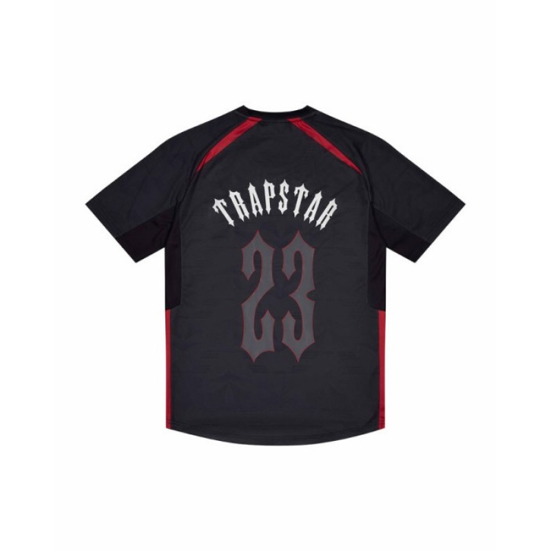 Trapstar Irongate Football Jersey メンズ Tシャツ 黒 赤 | Japan MN03-748