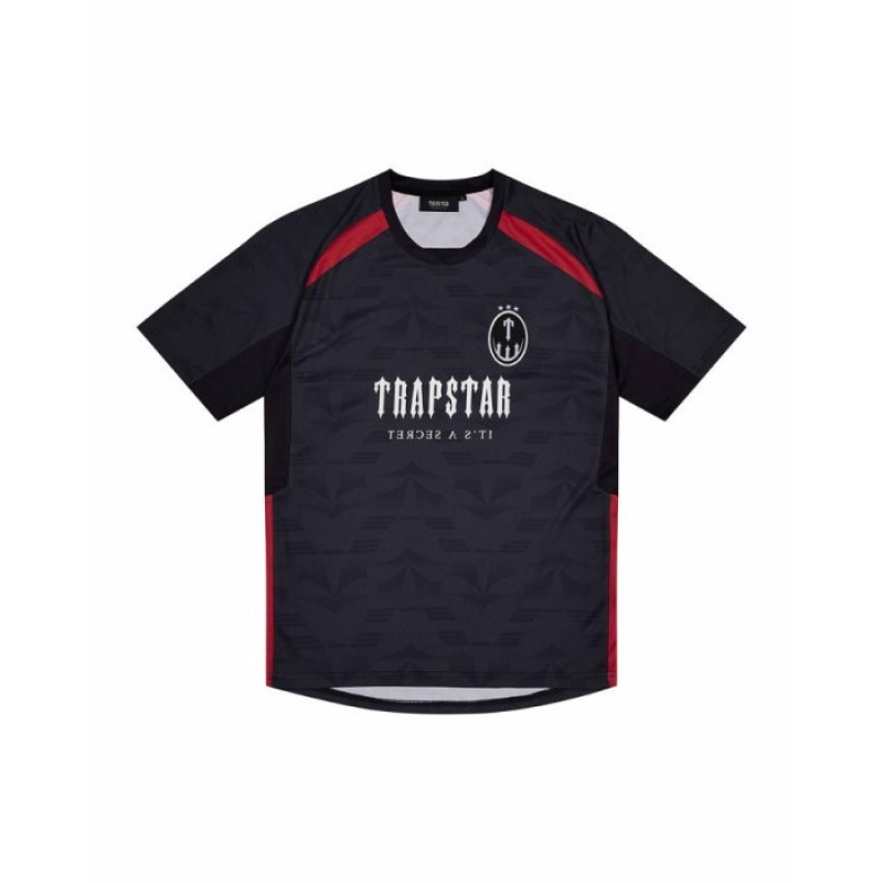 Trapstar Irongate Football Jersey メンズ Tシャツ 黒 赤 | Japan MN03-748