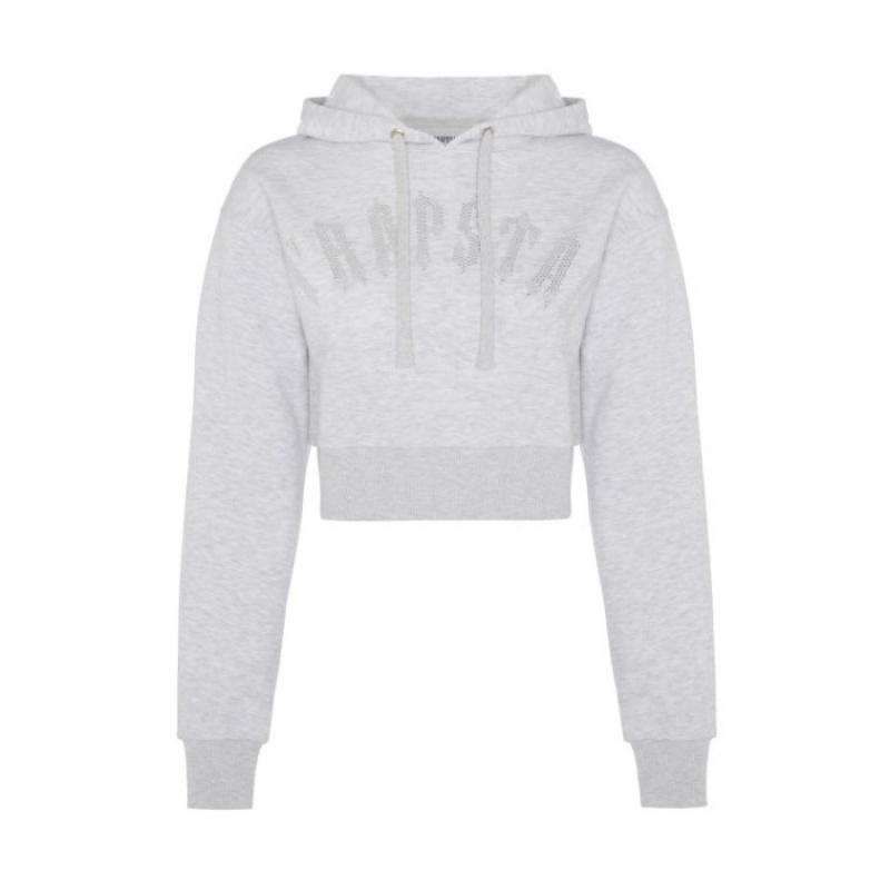 Trapstar Irongate Stud Cropped Hoodie レディース パーカー グレー | Japan DB14-889