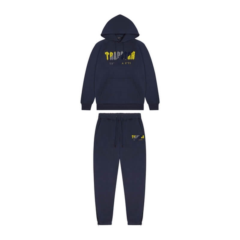 Trapstar Navy Chenille Decoded Hoodie メンズ トラックスーツ ネイビー 黄色 | Japan TE14-142