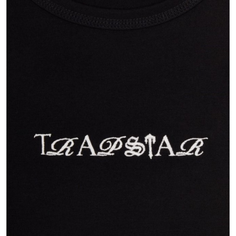 Trapstar Script Racer Vest レディース トップ 黒 白 | Japan LN15-641