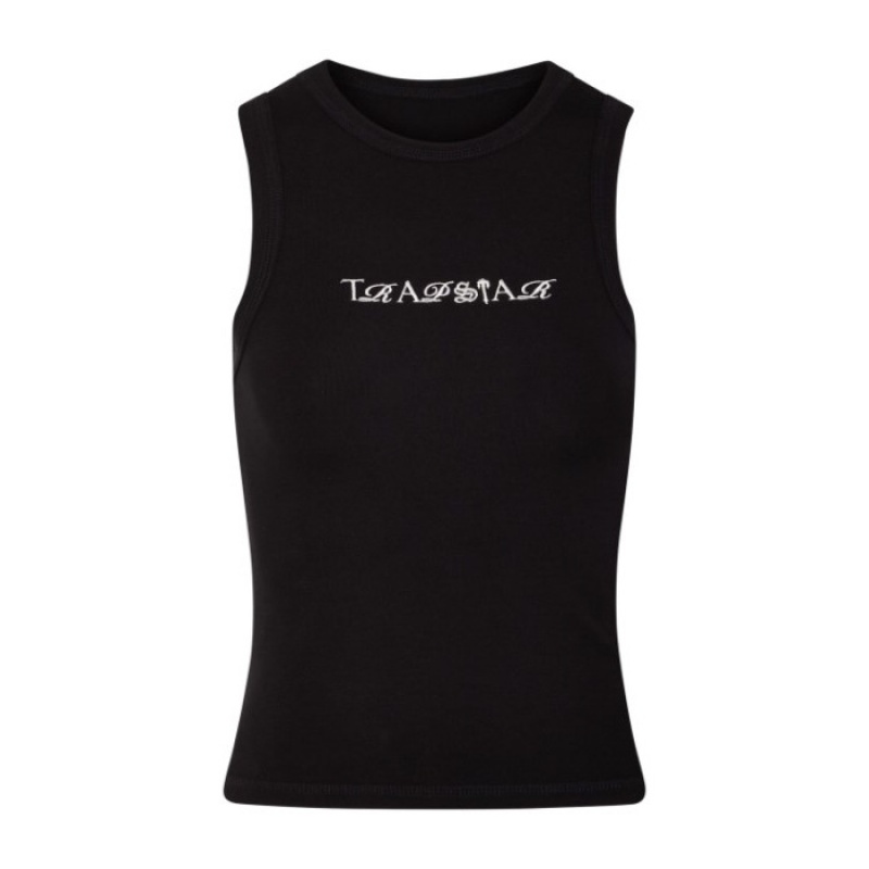 Trapstar Script Racer Vest レディース トップ 黒 白 | Japan LN15-641