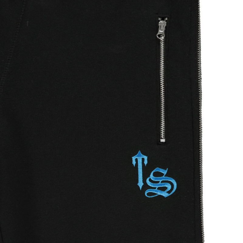 Trapstar Script Zip Leg Jogging Bottoms レディース パンツ 黒 ターコイズ | Japan IJ27-832