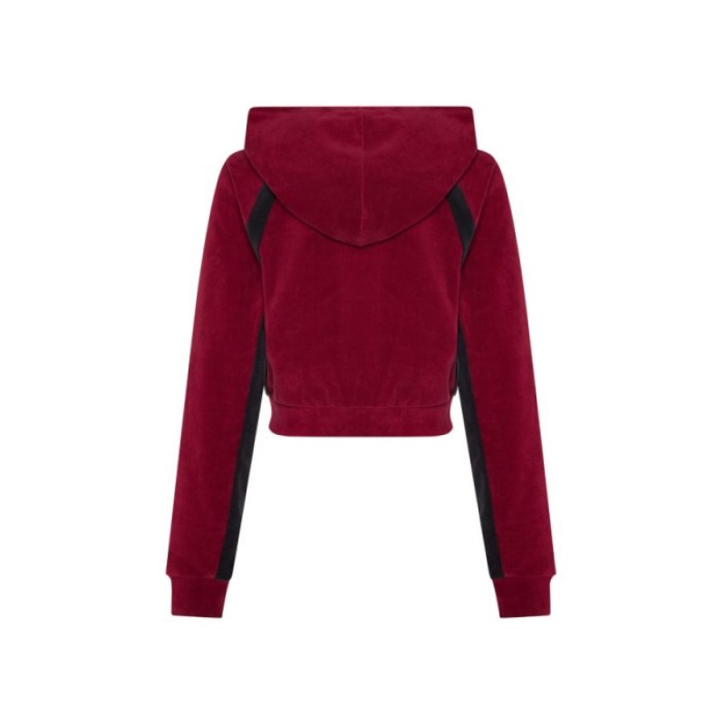 Trapstar TS-Star Contrast Panel Velour Hoodie レディース パーカー ボルドー | Japan WS15-301