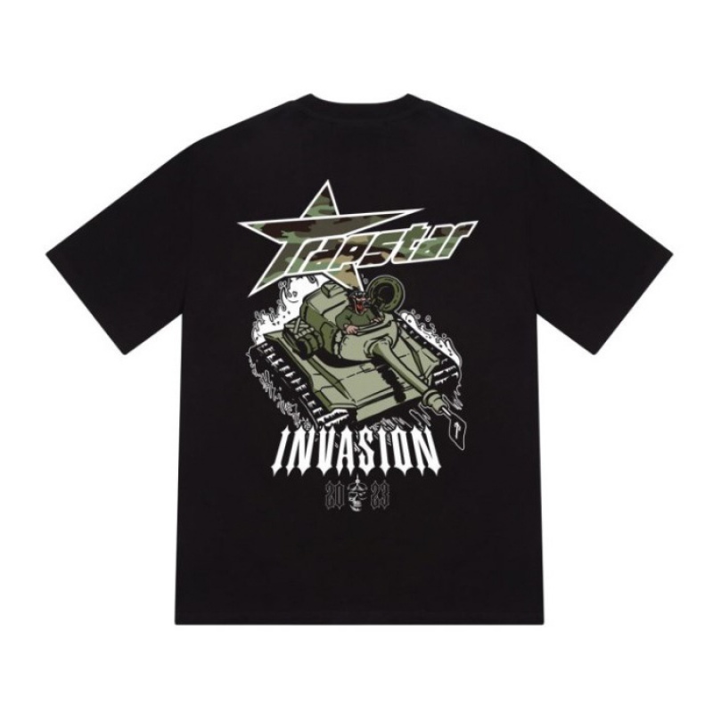 Trapstar Trap Invasion Tee メンズ Tシャツ 黒 | Japan BT80-002