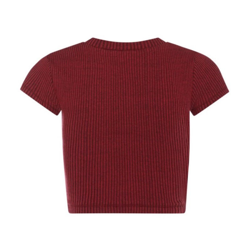 Trapstar Two Tone Rib Tee レディース トップ 赤 黒 | Japan IU16-624