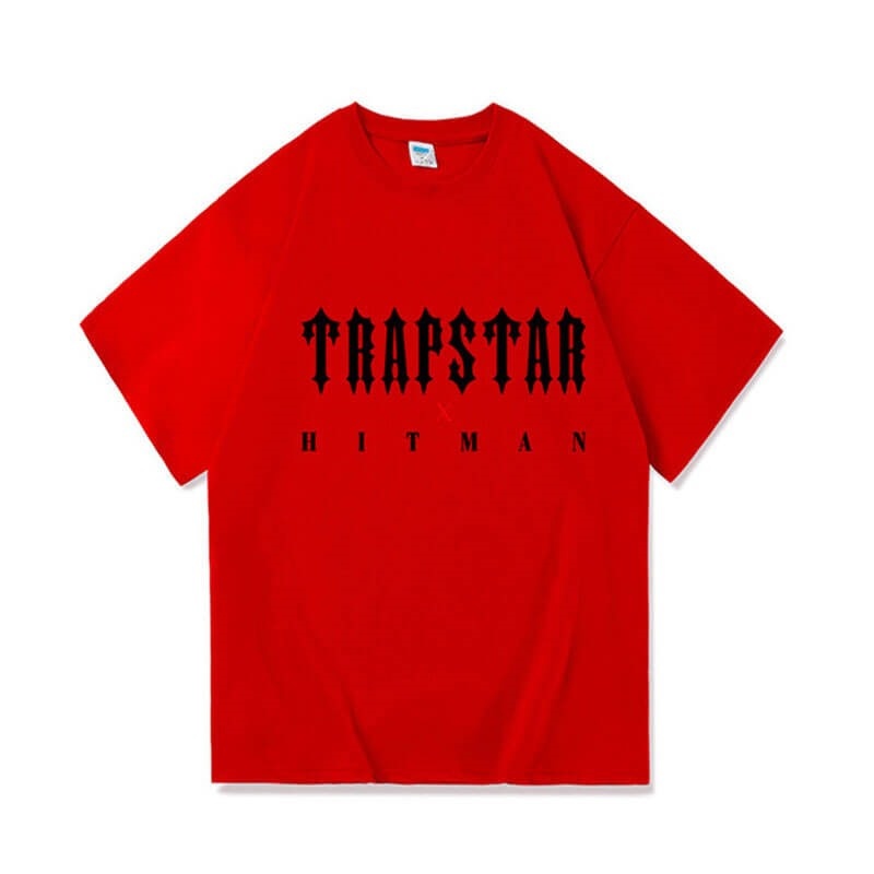 Trapstar X Hitman メンズ Tシャツ 赤 | Japan DN63-888